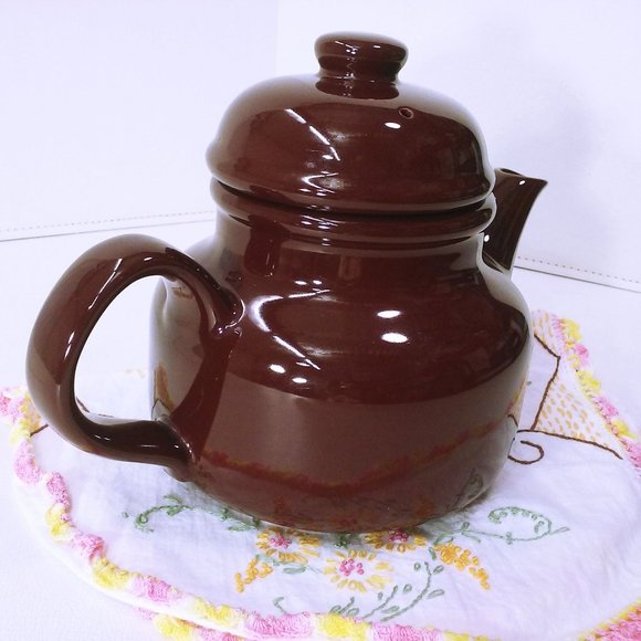 Vintage 1983 Rondo Gailstyn Japan Collectible Teapot Round 'Brown Betty' 6-cup - Picture 3 of 10